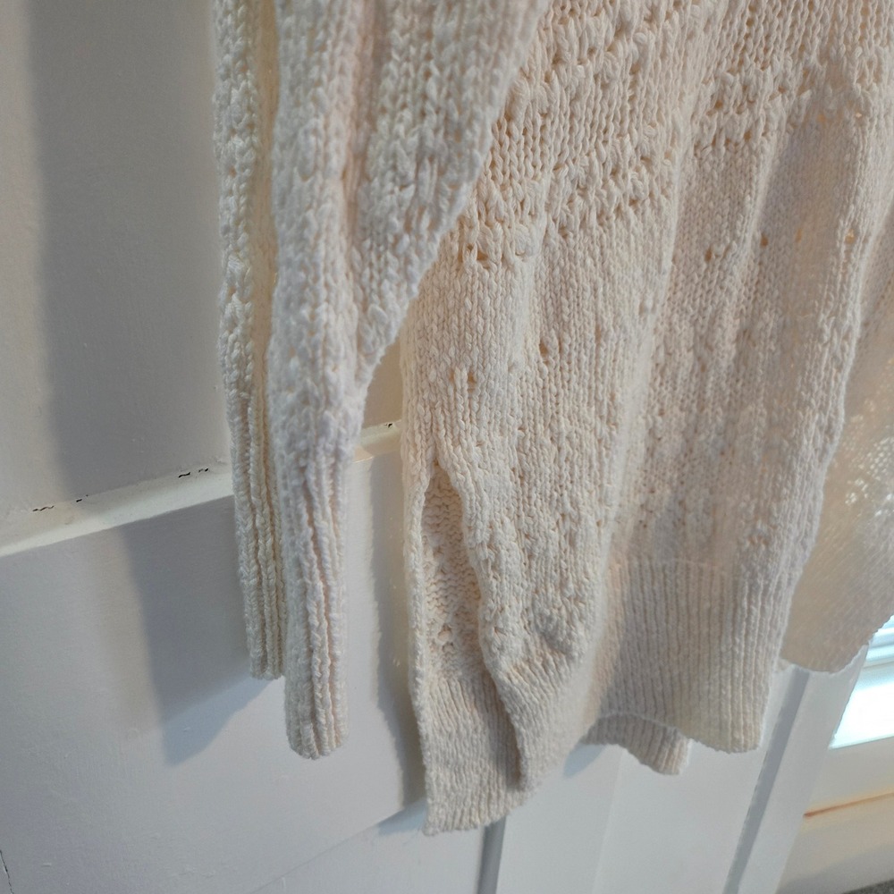 Free People Ivory Hot Tropics Pullover Sweater (S) Ivory Tunic Sweater Oversized - Picture 9 of 16